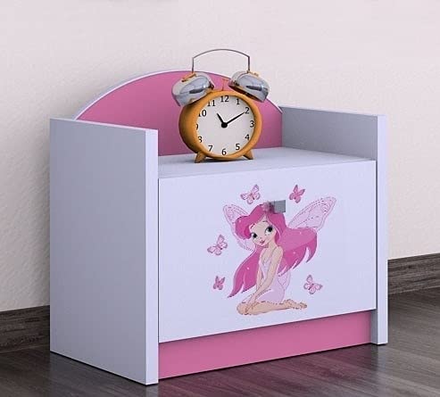 HappyBabies BDW Nachttisch/viele Farben - EIN einfacher Nachttisch, der für jedes Bett und Schlafzimmer geeignet ist/Kinderzimmer/Kinderbett/VIELE Motiv - 40 x 44 x 34 cm (B/H/T)