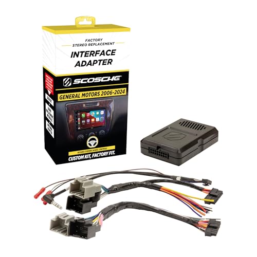 Scosche GM3K-WP Factory Stereo Replacement Interface Adapter, Compatible with Select 2006-24 GM Vehicles, Car Radio Wiring Harness, Retains Steering Wheel Controls &amp; OEM Amplifier - See Fit Guide