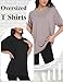 HOPLYNN 3 Pack Womens Oversized T Shirts Loose Fit Crew Neck Summer Short Sleeve Plus Size Tops 2026 Fashion Workout Tees 1 Black 1 Pink 1 White XX-Large