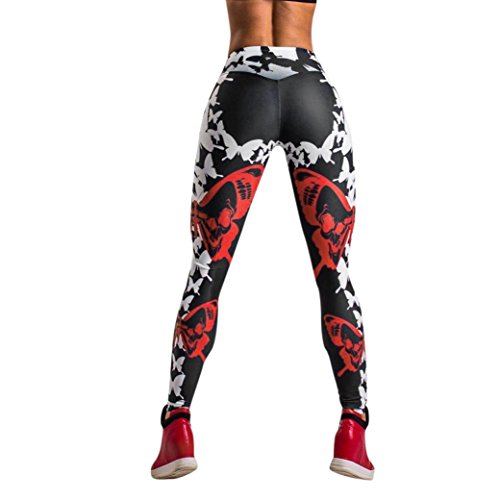 Women's Print Yoga Pants, E-Scenery High Waist Leggings Tummy Control Workout Running 4