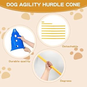 FOTN Dog Agility Hurdle Cone Set Dog Agility Course Backyard Set Include 12 Agility Cones 6 Agility Rods Agility Training Equipment Height Adjustable Obstacle with Storage Bag (Blue) FOTN Dog Agility Hurdle Cone Set Dog Agility Course Backyard Set Include 12 Agility Cones 6 Agility Rods Agility Training Equipment Height Adjustable Obstacle with Storage Bag Blue