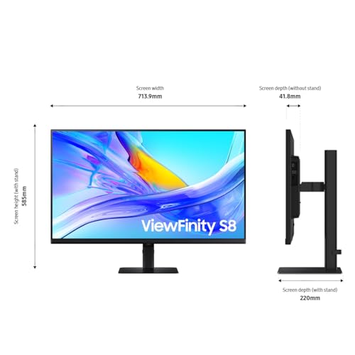 Image of Samsung Viewfinity S8 S80ud 32 4K UHD Monitor USB C 90W Kvm (Black) | 32 4K Va Panel, HDR10, USB-C with Built-in Kvm, Displayport 1.2 and HDMI 2.0, 350 CD and M, 3000:1 Contrast, Flicker-Free