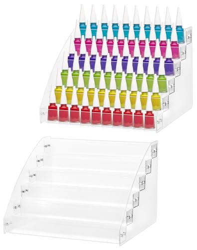 QWORK® 2 pièces rangement vernis a ongle à 6 niveaux, présentoir de vernis à ongles en...