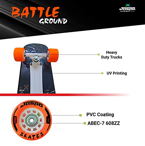 Image of Jaspo Battleground Intact 26 inchx 6.25 inch Inches Fiber Beginner Skateboard for Jaspo Turbo 26 inchx 6.25 inch Inches Fiber Beginner Skateboard for 8 yrs & Above (Battleground Intact)