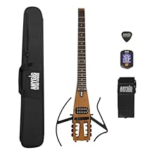 【Designed for Travel】This ultralight portable guitar is the travel version guitar. Weighing only about 3.8 pounds, its headless body easily for tight travel situations like backstage warmups, and practice on the move. 【Practice Anytime, Anywhere】The ...