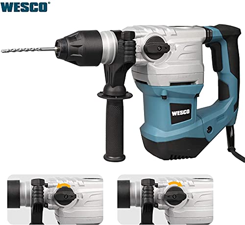 WESCO SDS plus AC Bohrhammer Bohrhämmer Bohrmaschine Abbruchhammer Beton Bohrer 1500W Hammer Drill Tiefenanschlag 5.5J Bohrleistung in Beton 32mm Bohr-Meißel-Set Anti-Vibration Sicher Kupplung Koffer – Bild 4