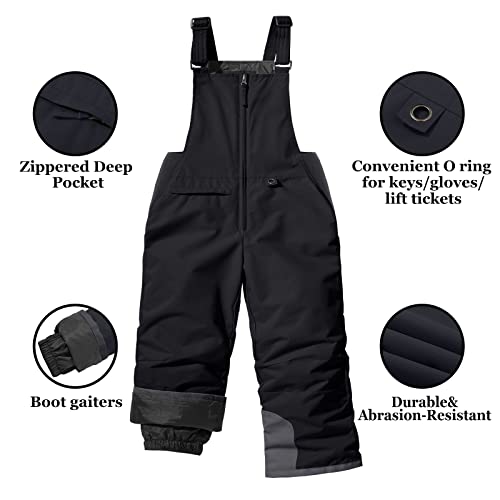 Gemyse Kid's Winter Insulated Waterproof Ski Bib Overalls Snowboarding Pants (Black,10/12) #TOP5