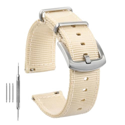 Bracelet montre nylon 22mm TACTICAL FROG beige anti-irritation