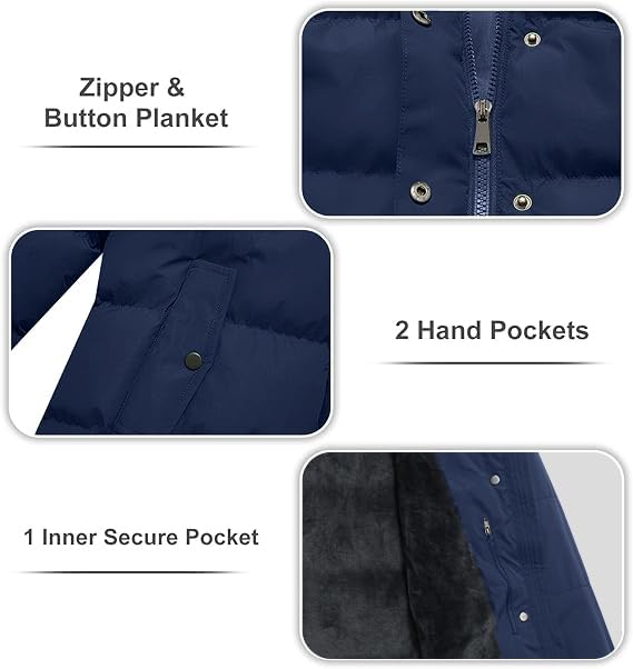 Image of FARVALUE Women's Winter Coat Thicken Puffer Coat Warm Jacket with Removable Fur Hood
