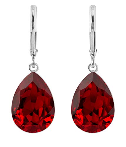 Preisvergleich Produktbild petra kupfer Damen Ohrringe Ohrhänger Tropfen Anhänger 1 Swarovski®-Kristall Scarlet Rot Versilbert rdh1-scarlet