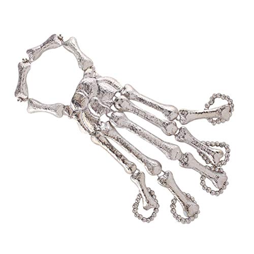 Pulseira de dedo de caveira de Halloween com anel de esqueleto e pulseira gótica para mulheres e men