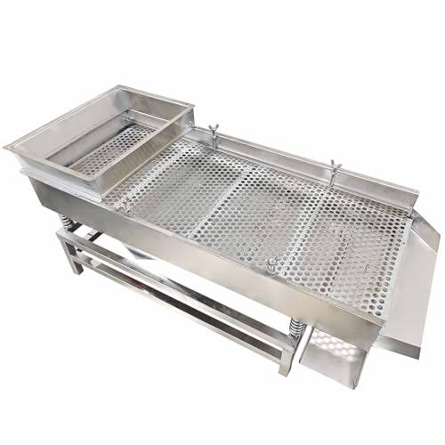 WYDDDARY Straight Vibrating Sieve Electric Linear Sifter Machine Stainless Steel Linear Vibrating Screen Single Layer Double Motors 12mm Round Mesh 110V