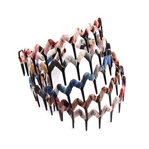 5PCS Zig Zag Wrapped Cloth Headband Plastic Sharks Tooth Hair Comb Hair Hoop Headwear Accessory for Lady Women