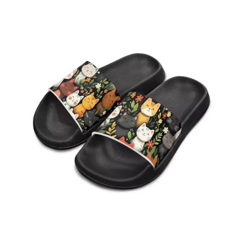Image of Unisex Slides for Girls Boys Comfortable Slippers Slides Non-slip Shower Shoes House Fashion Thick for Indoor & Outdoor Gifts
