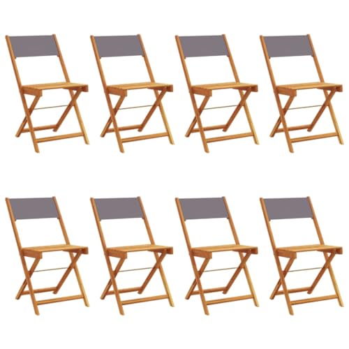 Genérico Sillas de jardín Plegables 8 uds Madera Maciza y Tela Antracita,Mobiliario,Muebles de jardín,Asientos de Exterior,Sillas de jardín,Antracita,39.2 kg,3214615