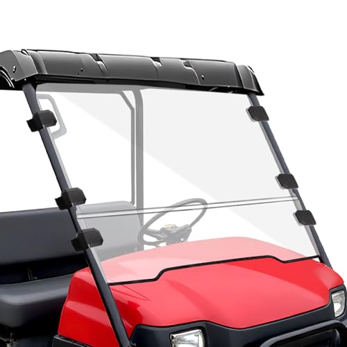 StarknightMT Front Windshield Compatible with Kawasaki Mule 3000 3010 2003-2013 Scratch-resistant Clear Full Windscreen for UTV Hard Coated 2-in-1 PC Window Heavy-duty Panel Anti-UV Accessories