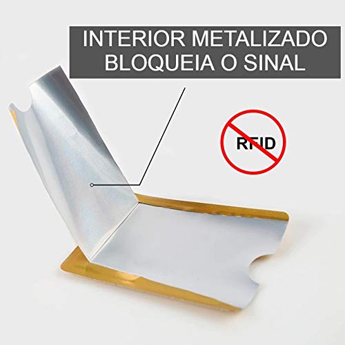 kit Com 6 Porta Cartão Anti Fraude Prata Por Compra Por Aproximação Contactless Anti RFID/NFC Trava