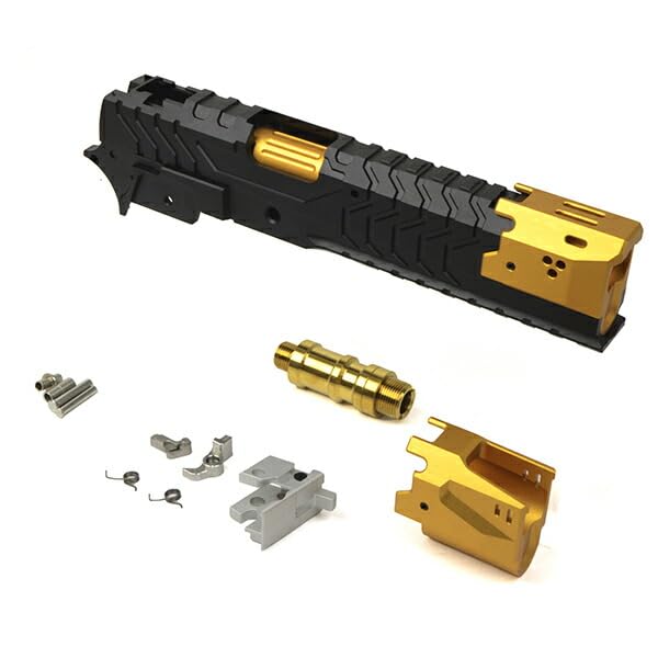 5KU CNC Aluminum Matrix Comp Slide & Mid Chassis Set for Marui High Capa Series Black/Gold