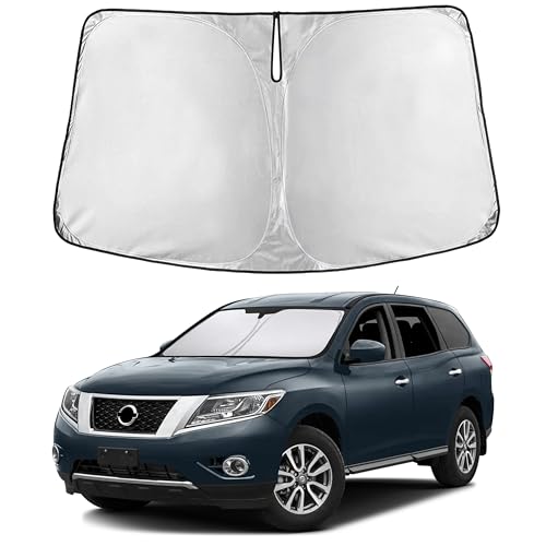 Image of EcoNour Custom Windshield Sun Shade for Nissan Pathfinder 2013-2020 | Three-Row SUV Front Window Heat & UV Shield | Foldable Multi-Layer Sun Cover