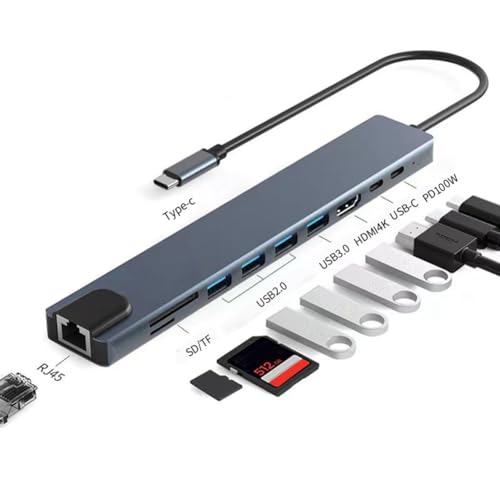 berjalan 10 in 1 USB Expansion Dock USB C Hub Type C Splitter USB C to -Compatible Adapter PD100W - Image 5