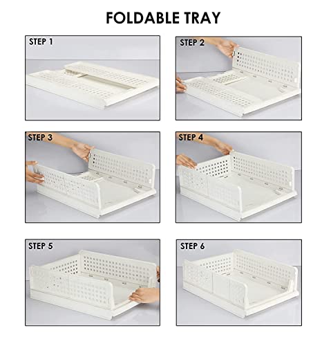 Image of AEXONIZ Wardrobe Organizer Foldable and Stackable Multipurpose Plastic Organizers for Clothes Shirts Tops and Shelf Space Usage for Home Organization and Storage (Multicolour, PACK OF 2)
