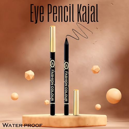 Image of Fashion Colour Super Gliding Kajal | Kajal Black Waterproof Smudge Proof | Long Lasting | High Intensity | Creamy | Jet Black | One Stroke Smooth Application | 24 Hr Long Stay | Kohl-Black (1.2g)