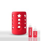 Glass Baby Feeding Bottle Cover,Rtdep Bottle Sleeve Silicone Cover Protect Insulating (4.06 oz, Red)