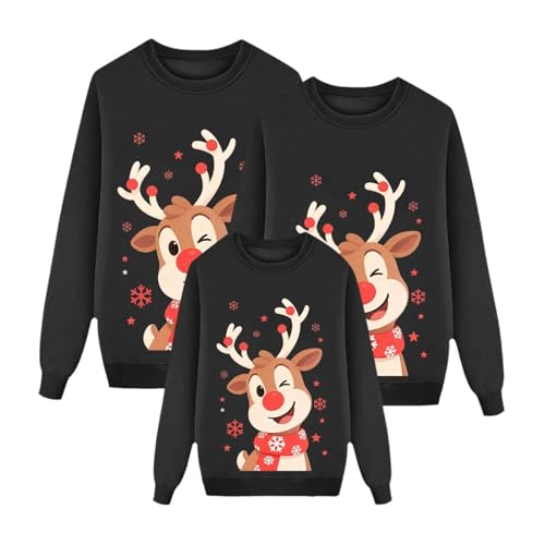 Matching Family Christmas Sweatshirts Xmas Elk Reindeer Crewneck Pullover - image 1