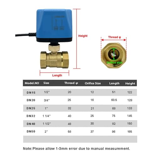 Vanne à bille électrique DN32 12VDC normalement fermée en laiton - 8