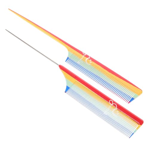 TOGEVAL Pettine a Coda di Topo e Pettine a Denti Fini in Acciaio e Plastica, Set 2 Pezzi, Leggero e Resistente per Dividere e Cotonare Chioma, per Donne, Adolescenti e Parrucchieri, Uso