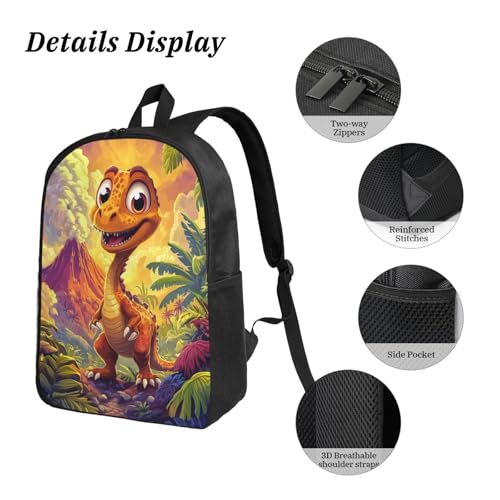 Cartoon Dinosaur Backpacks 3 Pcs Unisex Travel Backpack with Fun Graphic Cartoon Print for Hiking Commuting4