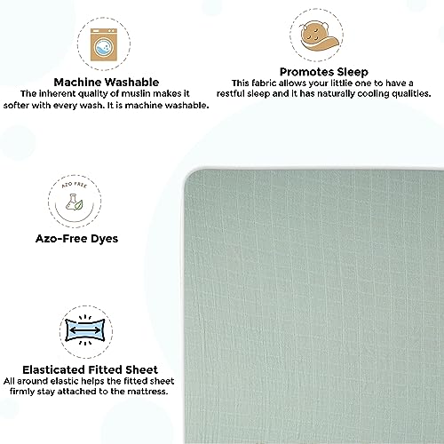Crane Baby Fitted Sheet, Soft Cotton Fitted Sheet For Cribs And Nurseries, Evergreen, 28”W X 52”H X 9”D #TOP3