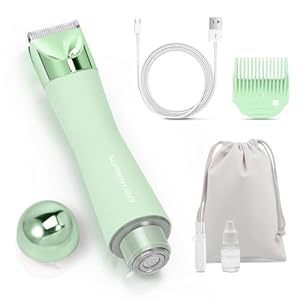 SUPRENT Bikini Trimmer Women- Painless Ladies Hair Removal Waterproof Wet & Dry- 2 in 1 Lady Shaver for Pubic Hair & Facial Hair- Cordless Electric Razors with USB-C Rechargeable-Green