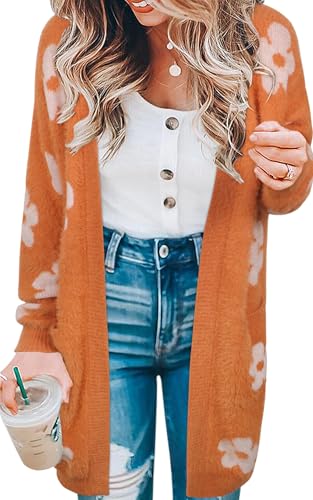 ECOWISH Women Cardigan Sweaters Long Floral...