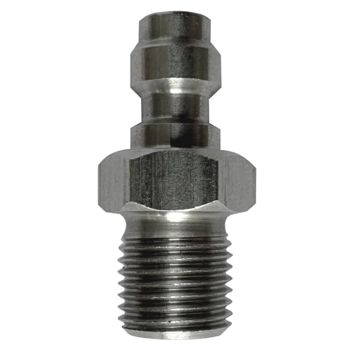 Image of 8mm Quick-Disconnect Plug Adapter, Stainless Steel M10x1 Male Thread Air Tool Charging Fittings with Sealing O-Ring
