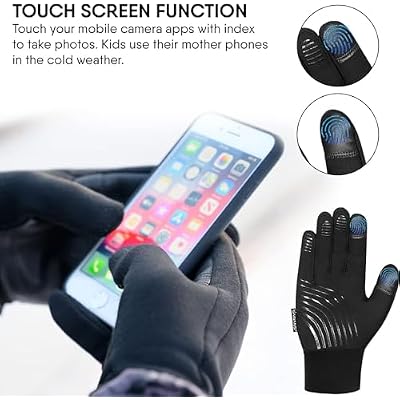 SAWANS Kids Cycling Gloves Sports Winter Thermal Boys Girls Children Windproof Anti-Slip Touchscreen Gloves Age 4-12 Years Bike Mitts Riding Running Warm Outdoor Hiking Ski