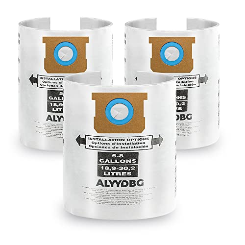 Image of 3 Pack Shop Vac 5-8 Gallon Filter Bags, ALYYDBG Type E - 90661 906-61 9066100 9066133; Type H 90671 9067-1 9067100 9067133 Vacuum Cleaner Filter Bags