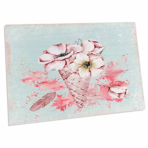 3dRose Pad para escritorio con flores pastel en cono miniatura 1