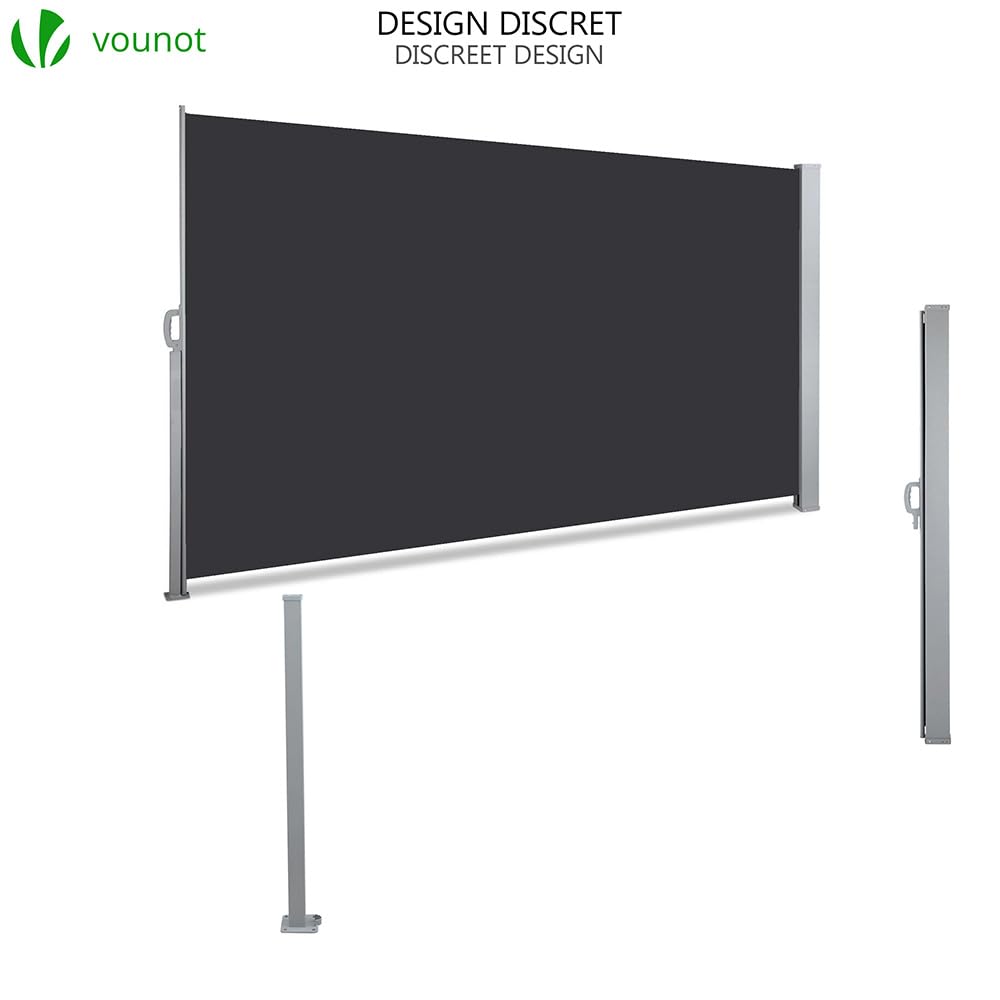 VOUNOT® Toldo Lateral Retráctil, Protege la Privacidad, Protector Solar a Prueba de Viento, para Balcón, Jardin, Terraza, 160 x 300cm, Antracita