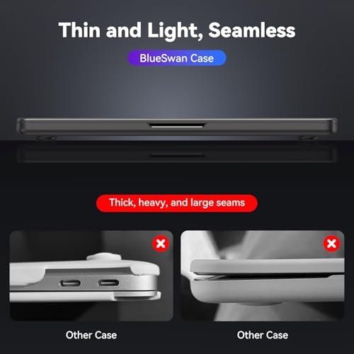 Image of BlueSwan Matte Case Compatible for MacBook Pro 16 inch M5 2026 2025-2021 M4 M3 M2 M1 Pro /Max Chip, A3429 A3428 A3403 A3186 A2991 A2780 A2485, Ultra-Thin Hard Shell Protective Cover, Space Black Clear