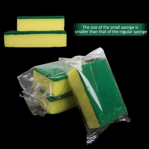 Image of 1000 Pack Individually Wrapped Sponges for Cleaning Dishes - Bulk Case of Small Mini Kitchen Scrub Non-Scratch Scrubbers