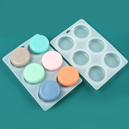 Image of MoldBerry Silicone Soap Mold | 6 Cavity Round Soap Mould | Versatile Soap Mold for Crafting | Circular Soap Tray for Soap Making, Homemade Soap, Bath Bomb, Soap Bars (Multicolor - PK1)