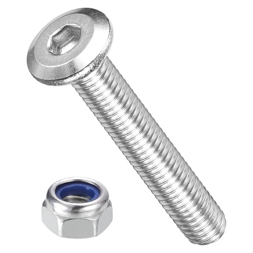 Image of METALLIXITY Crib Screws Replacement Set(M5-0.8x30) 60Pcs, Silver Tone, 304 Stainless Steel Hex Socket Screws with Lock Nuts - for Furniture Woodworking Project, Silver Tone