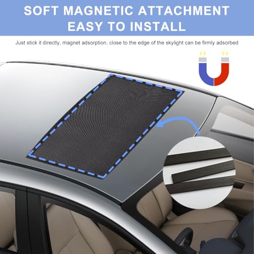 Image of Car Window Shade, 25.6 inchx39.4 inch Breathable Mesh Magnetic Auto Sunroof Sunshade, Car Window Screen for Sun, Glare and UV Rays Protection, Vehicle Sun Shades for Baby and Kids