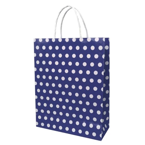 Image of Aakriti Paper Gift Bags with Handles Polka Dot Paper Party Favor Bags for Kid's Birthday Baby Shower Wedding Festivals Holiday Party (10 x8x3 Inch (Pack of 10), Gift Bags Polka Dot Blue)