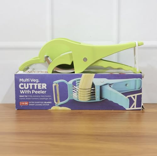 Image of 2-in-1 Vegetable Cutter & Peeler with Stainless Steel Blade | Multipurpose Kitchen Peeler & Slicer for Potato, Carrot, Cucumber, Fruits & Vegetables | Ergonomic Handle | Multicolor