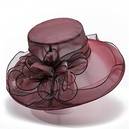 Chapeau organza grand jante anti-UV avec visière extérieur de pêcheur pour femme