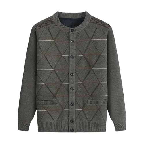 Autumn Winter Men's Fleece Lined Casual Warm Knit Cardigan