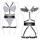 WUUDOA Harness Damen Leder Sexy Dessous-set Damen Body Leder Harness Lingerie Bondageset Einstellbar lingerie BH set mit Schnallen Engelsflügel Halloween Club SM Fesseln Sexspielzeug für Frauen