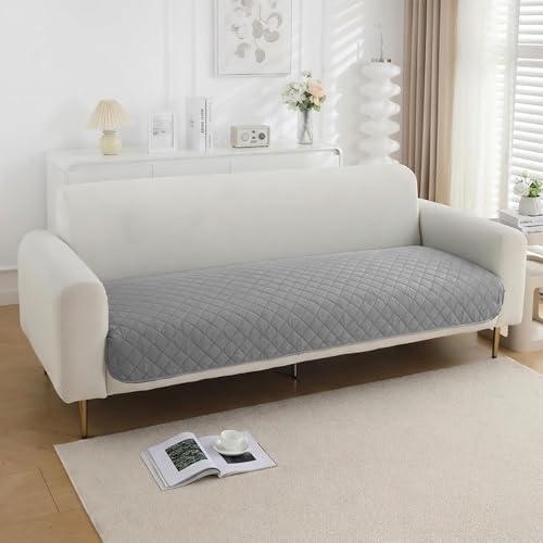 Image of 3 Seater Quilted Reversible Sofa Mat Cover | Elegant Grey Sofa Protector for Living Room | Soft, Washable | Perfect for Enhancing Living Room Interiors